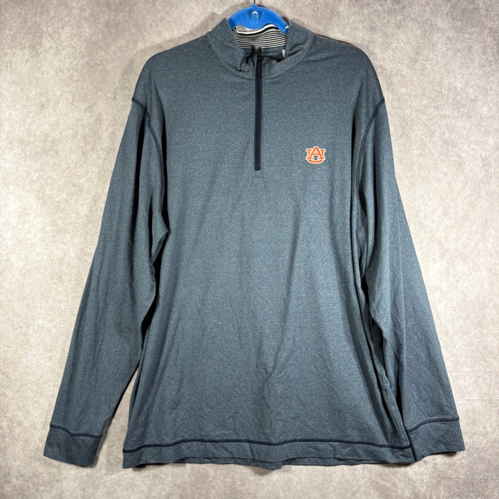 Cutter & Buck Auburn Tigers Pullover Mens XL Gray CB DryTec Quarter Zip Active